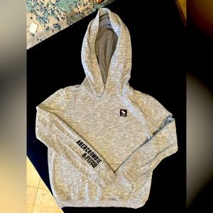 Abercrombie Kids grey hoodie with embroidered sleeve.